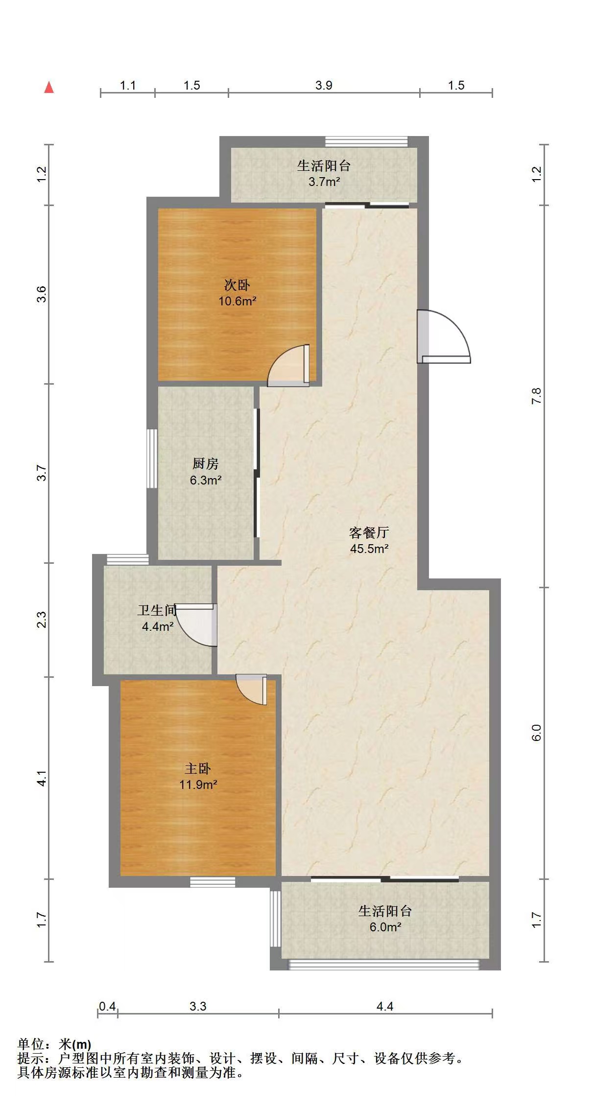 山水壹号 2室2厅1卫 92.31m&sup2;