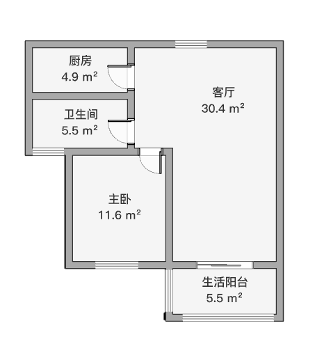 学士府 1室1厅1卫 62m&sup2;
