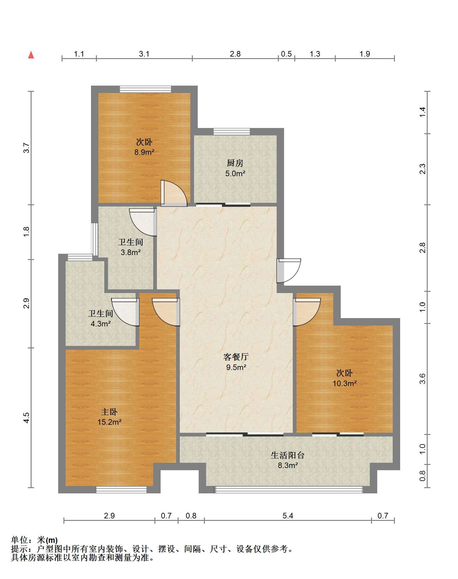 华禧铭苑 3室2厅2卫 110.00m&sup2;