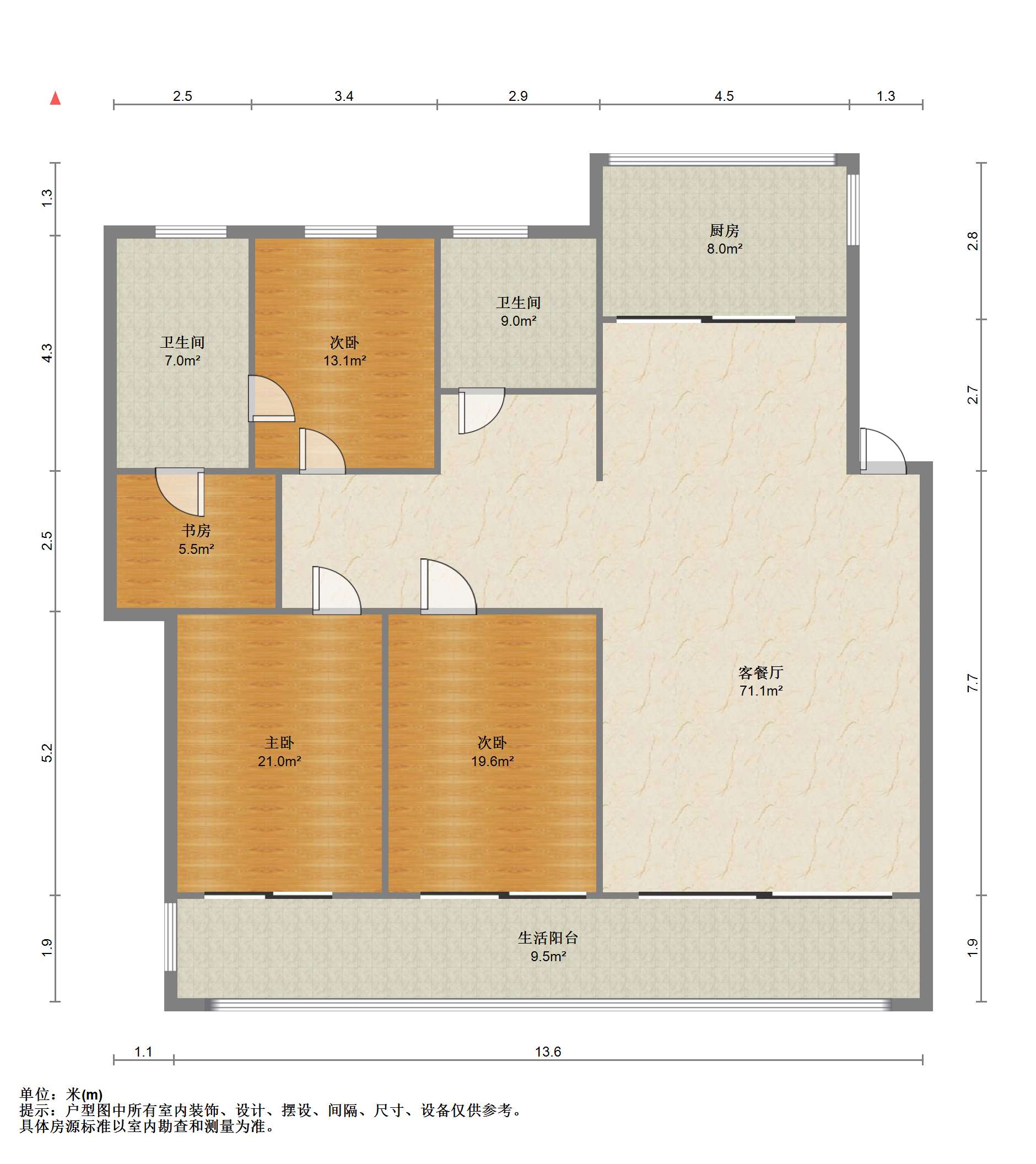 盛唐公寓 3室2厅2卫 144.57m&sup2;