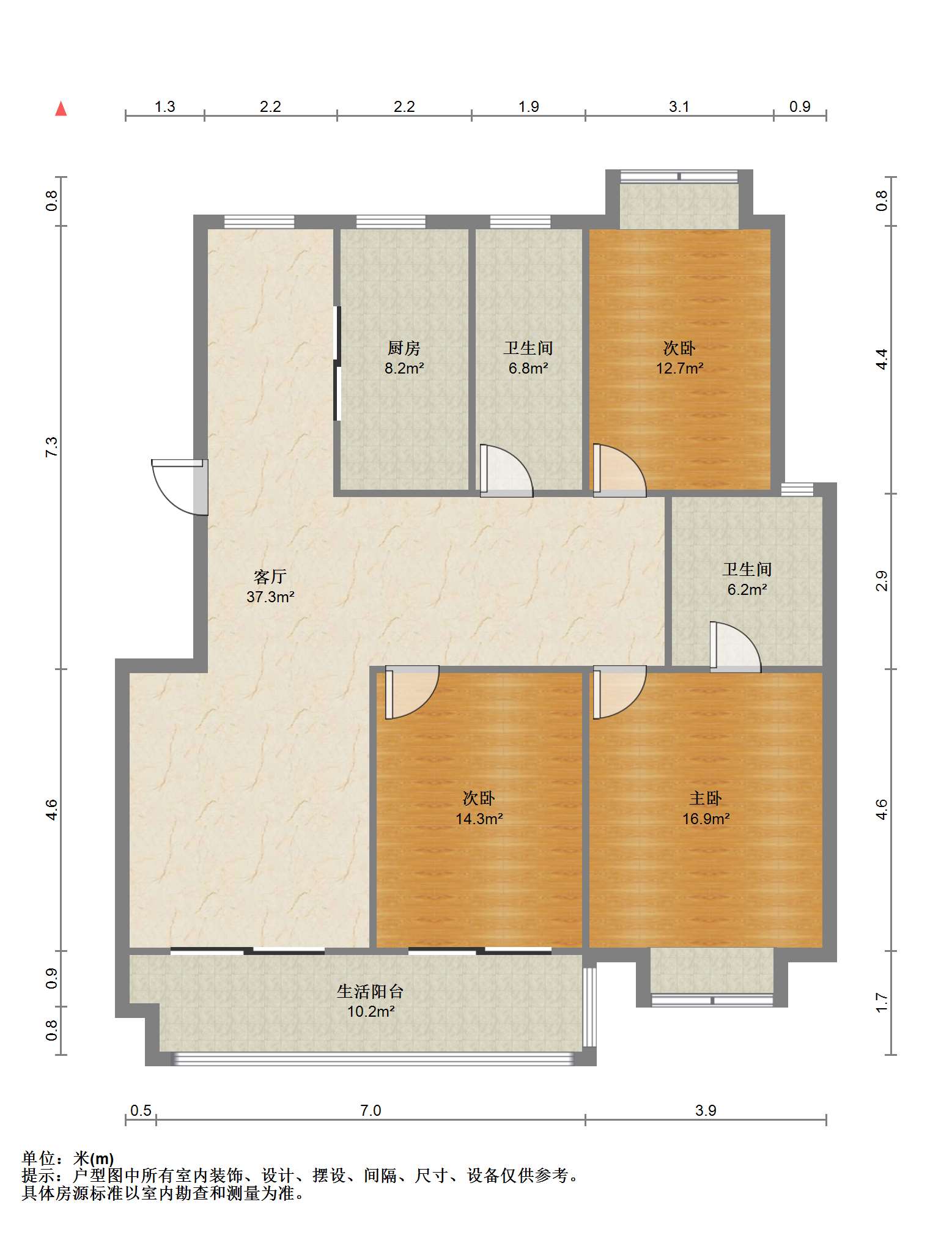 天霞苑 3室2厅2卫 137m&sup2;