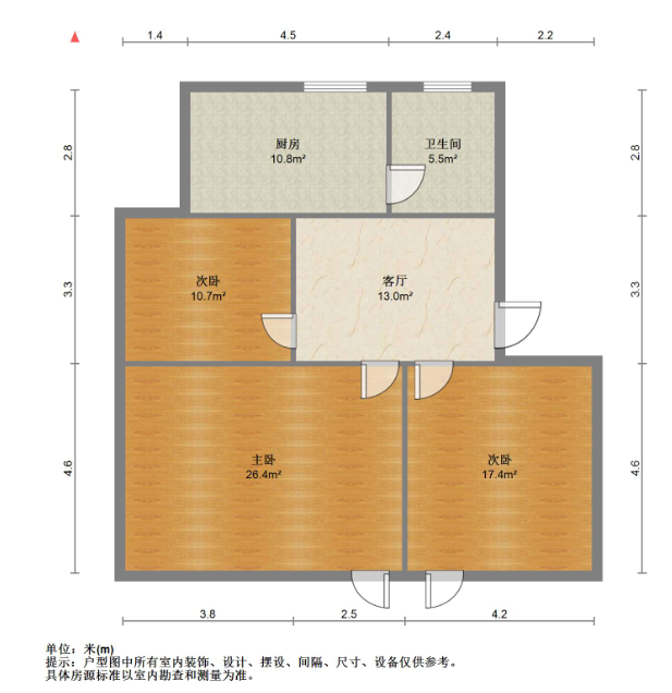 金和小区 3室2厅1卫 98m&sup2;