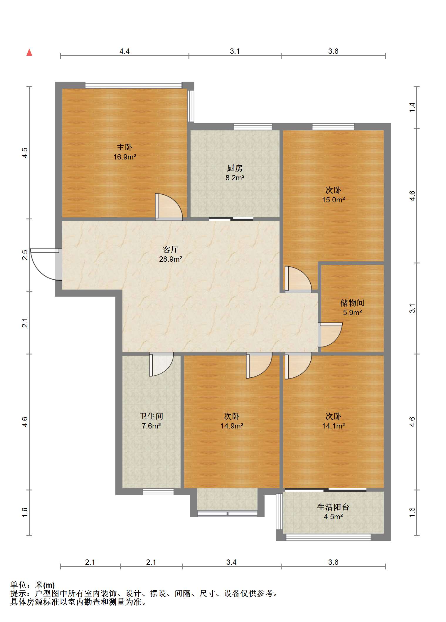 南方公寓 4室1厅1卫 147.00m&sup2;