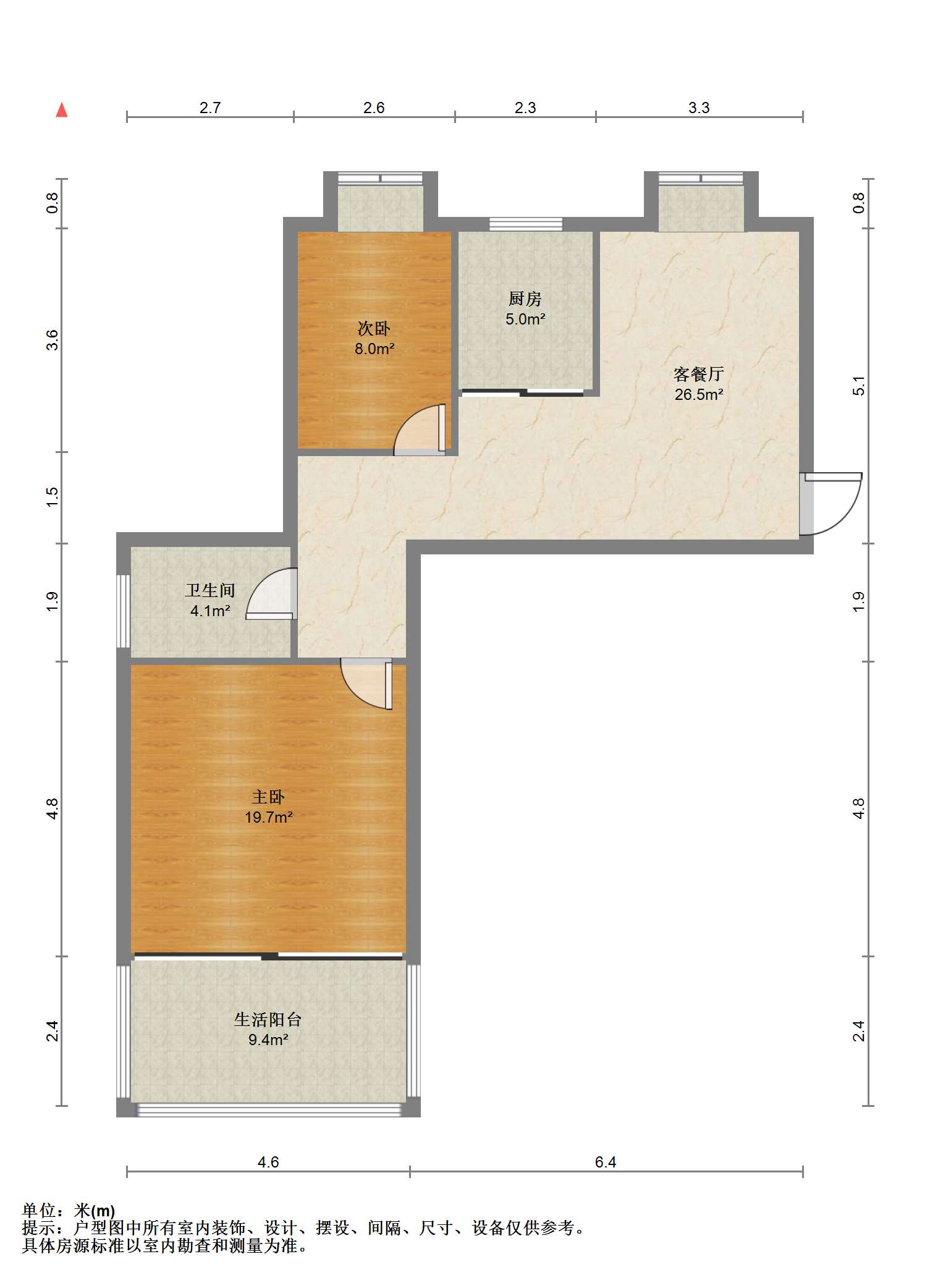 炜赋花苑 2室2厅1卫 91m&sup2;