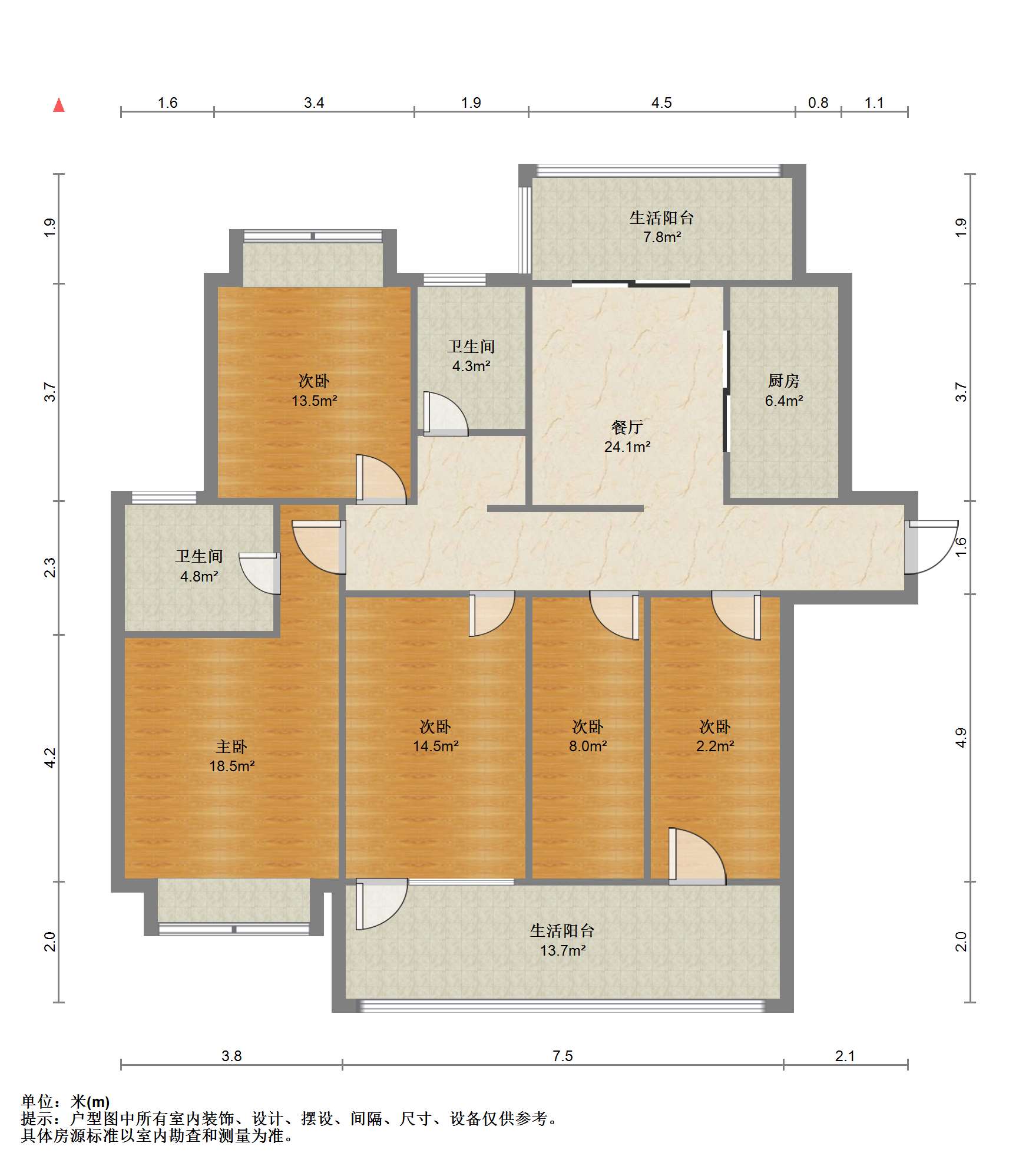 中南世纪城北区 3室2厅2卫 152m&sup2;