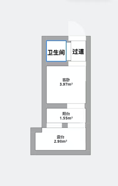 人民中路128号院 1室1厅1卫 40m&sup2;