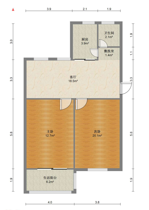 北郭北村 2室2厅1卫 72m&sup2;