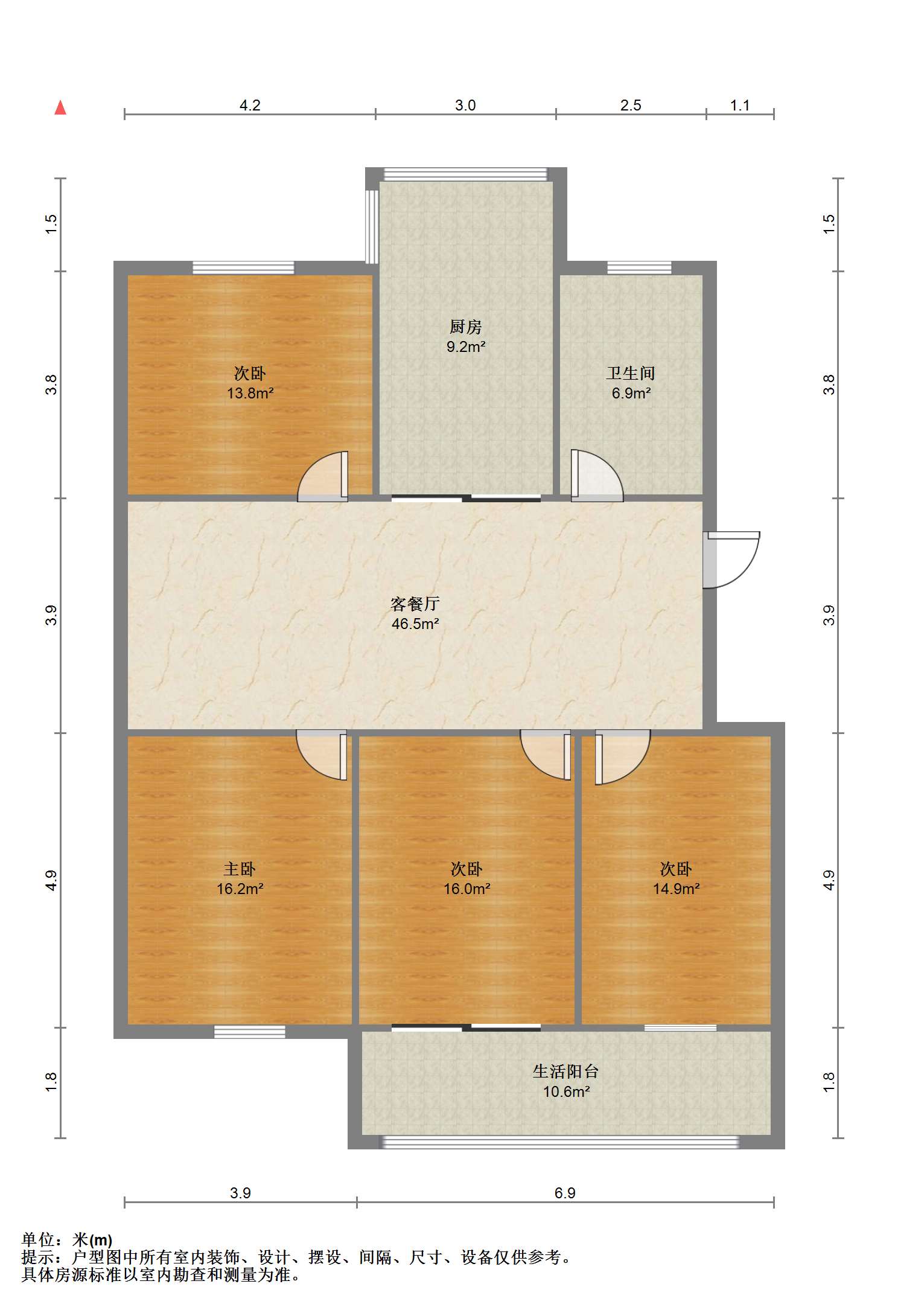 和谐怡园佳苑 3室2厅1卫 128m&sup2;