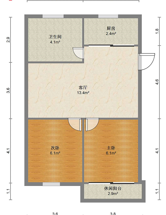 八角亭小区 2室2厅1卫 72m&sup2;