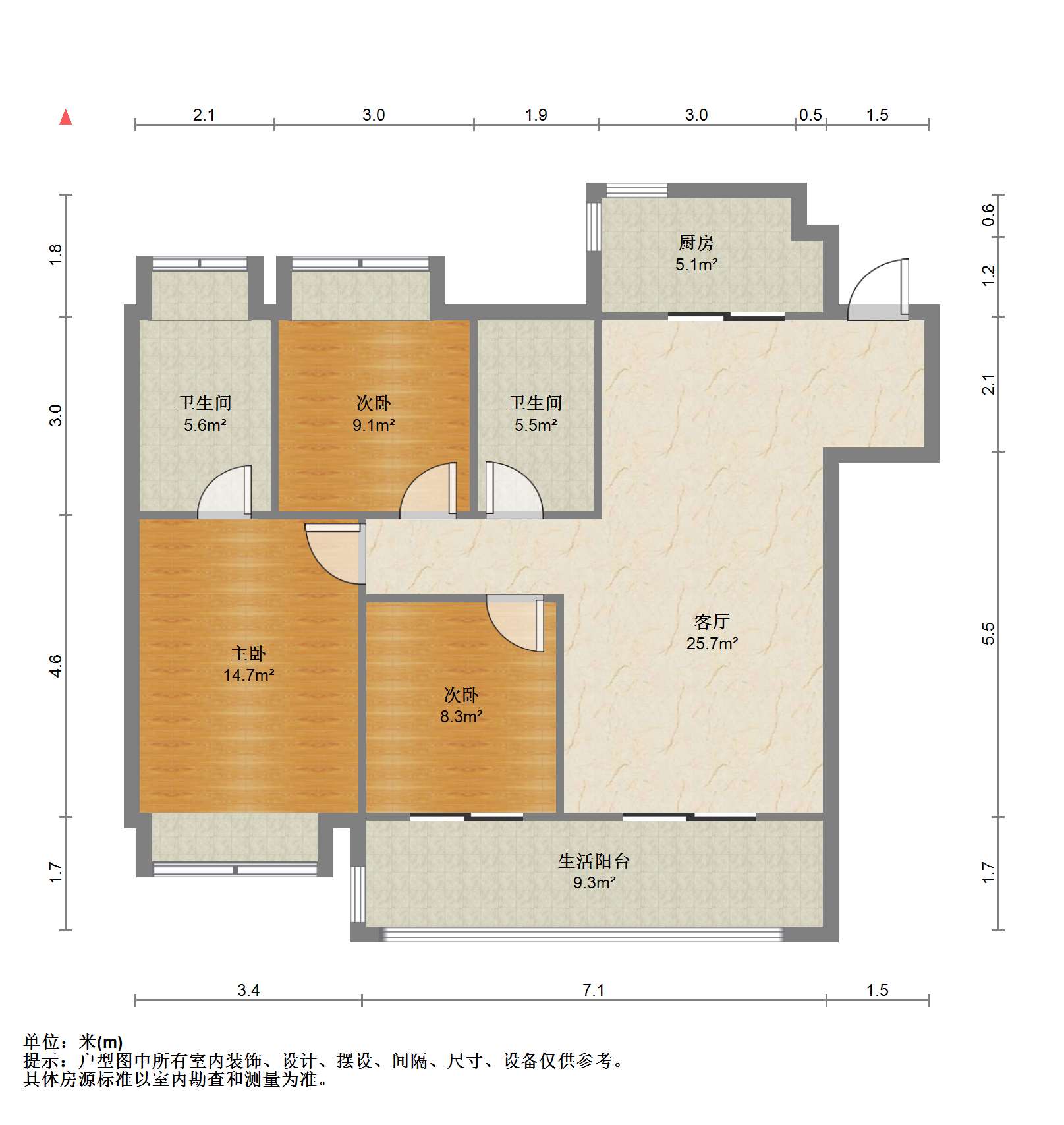滨江道静园 3室2厅2卫 117m&sup2;