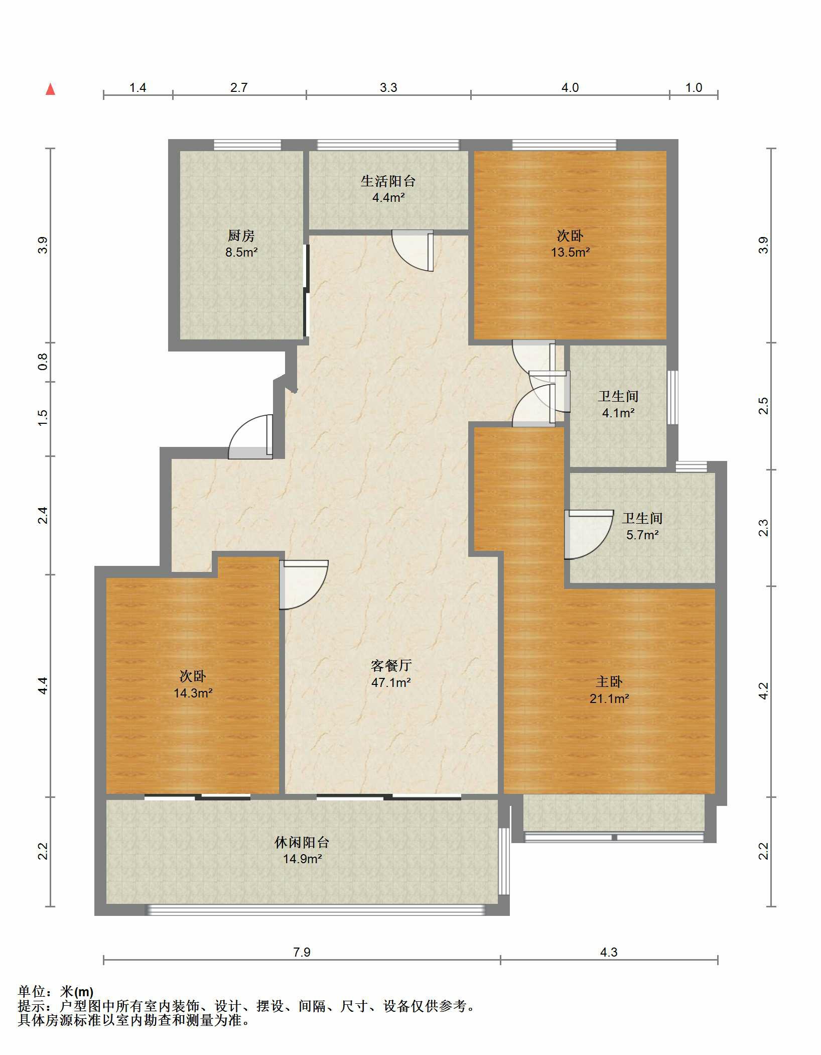万濠山庄 3室2厅2卫 143m&sup2;