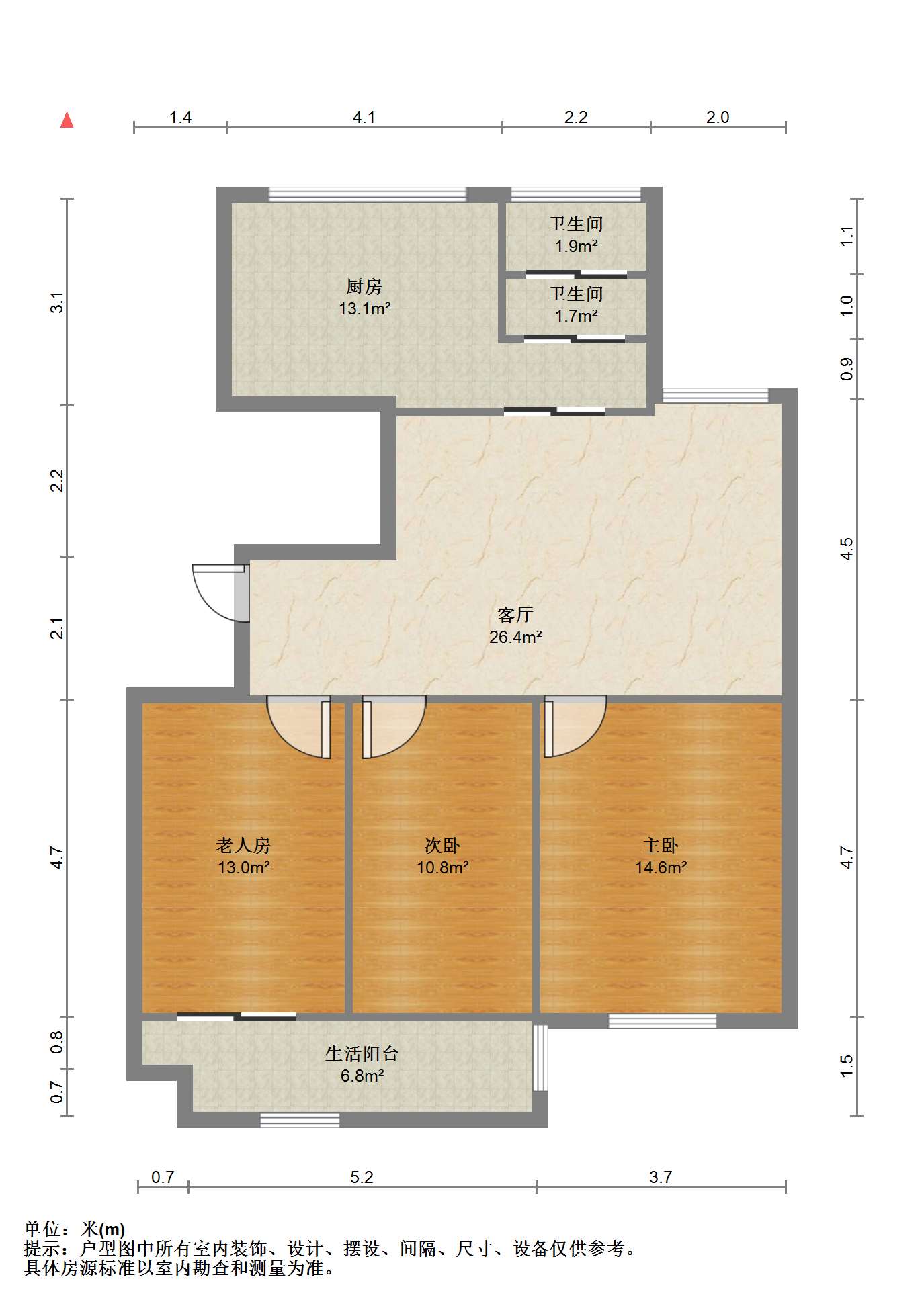 外滩花苑 3室2厅1卫 115.11m&sup2;