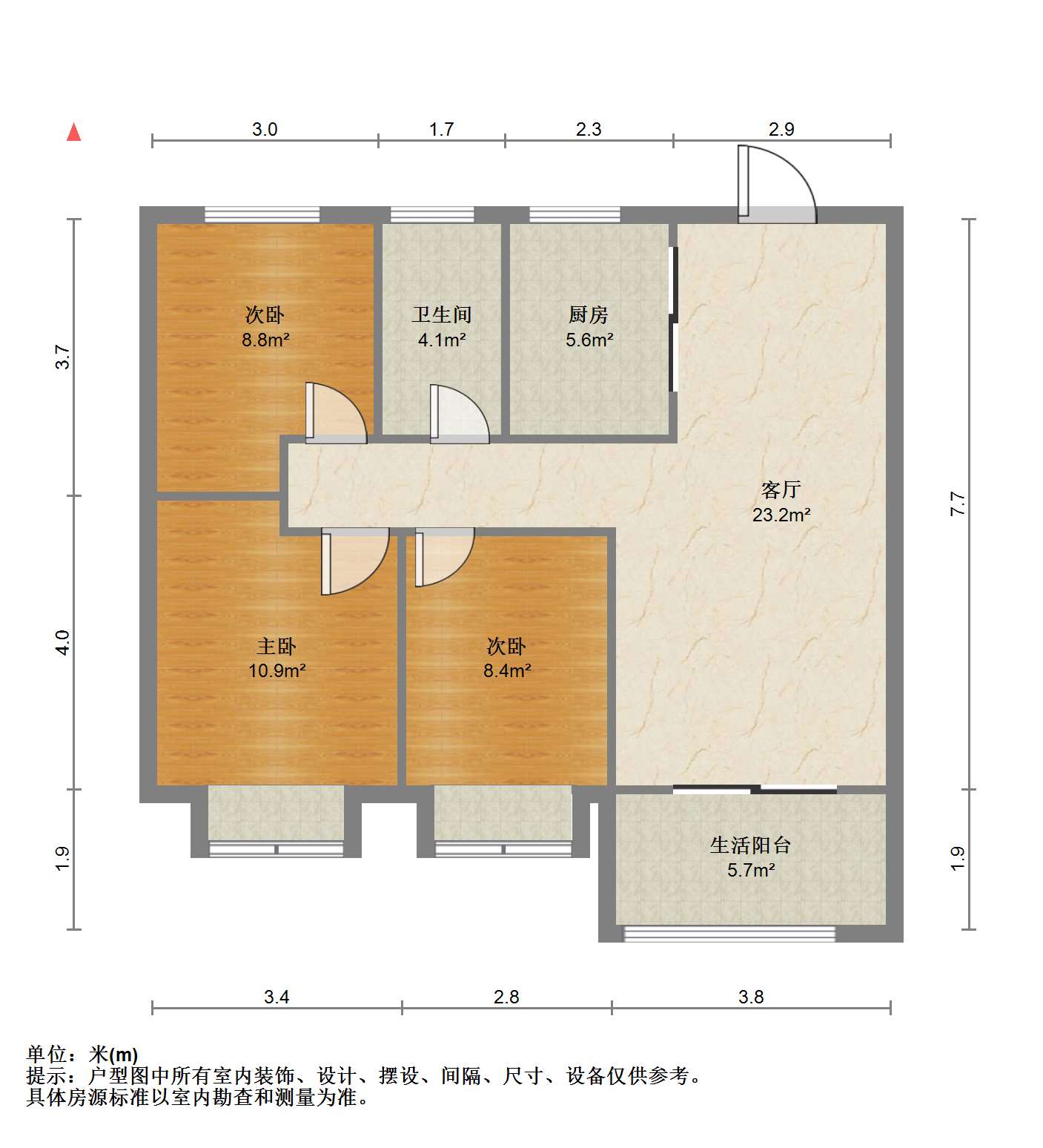华润悦锦湾 3室2厅1卫 96m&sup2;