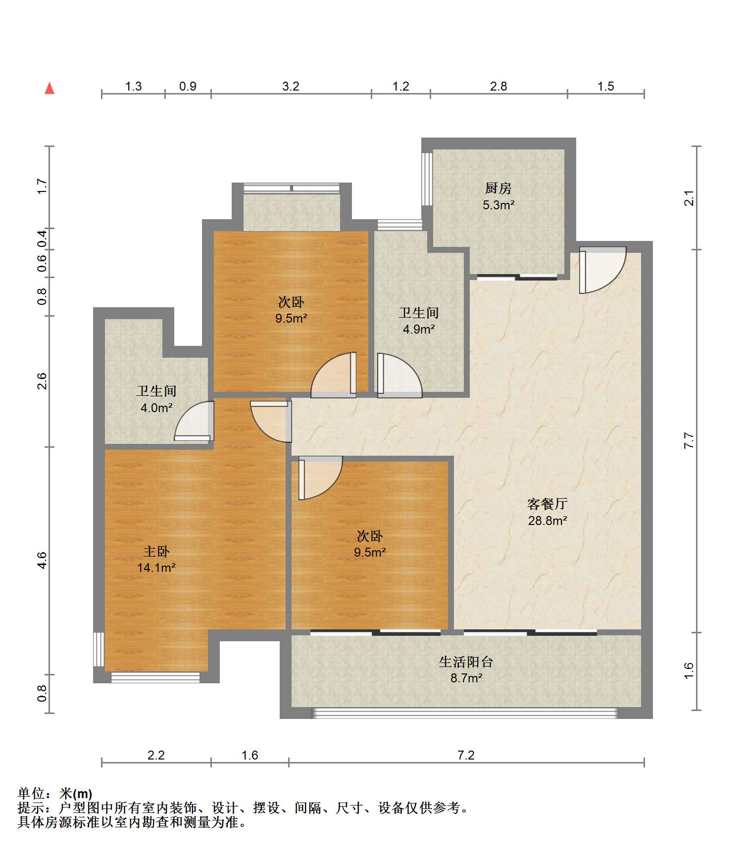 湖悦云境 3室2厅2卫 109m&sup2;
