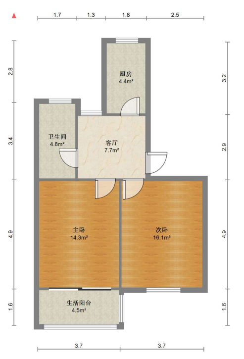 新桥北村 2室1厅1卫 62m&sup2;