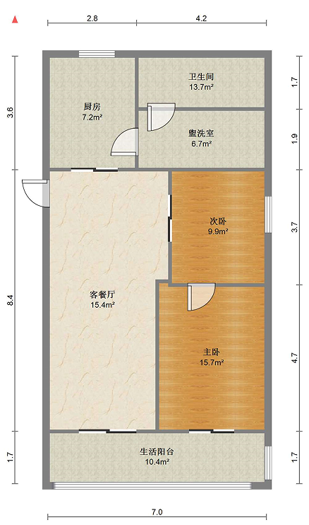 帝奥生活广场 2室2厅1卫 89m&sup2;