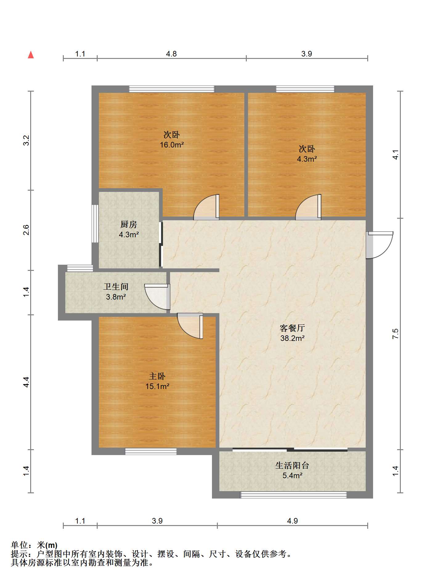 华润悦锦湾 3室2厅1卫 98m&sup2;