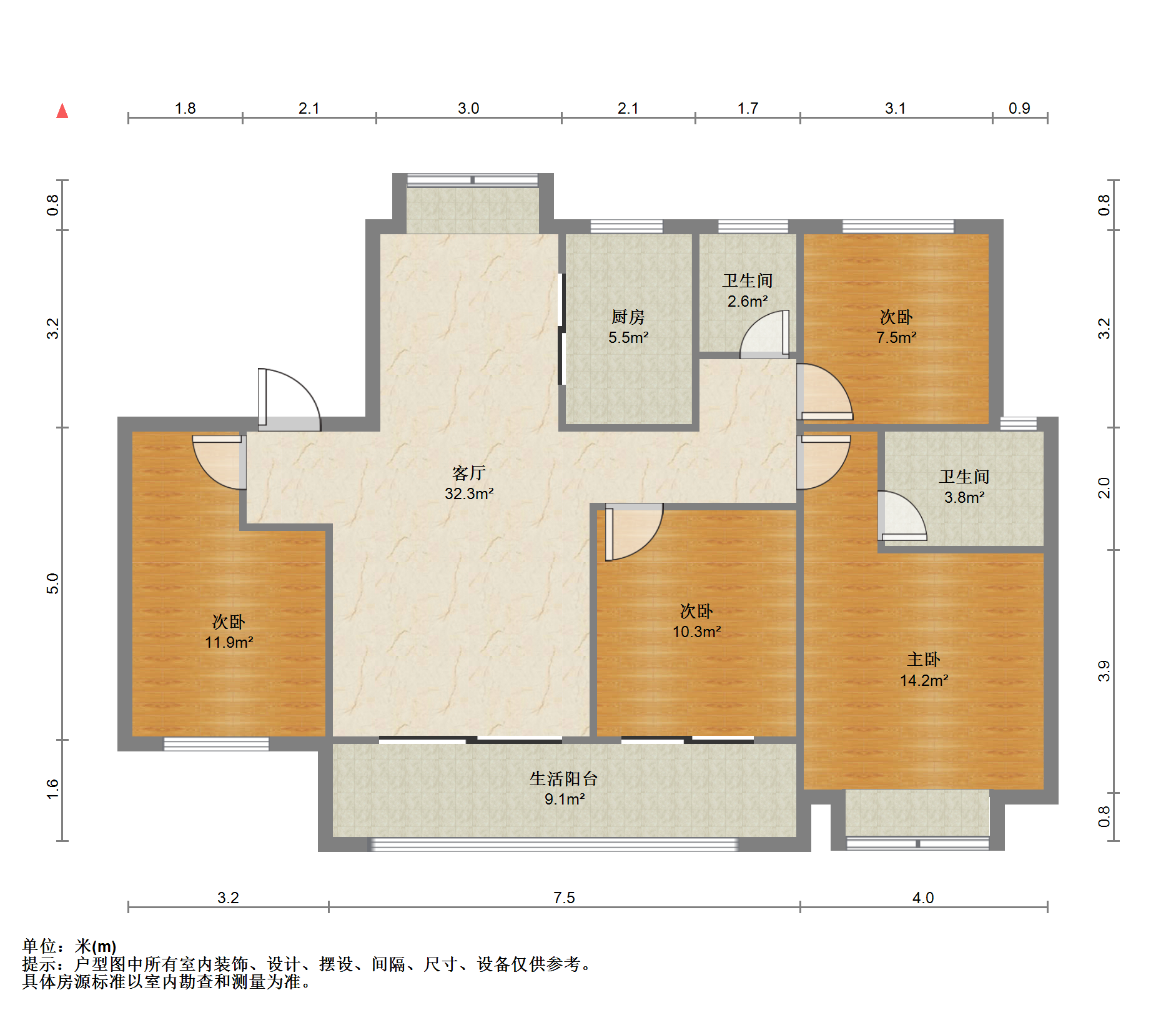 佳期漫 4室2厅2卫 122m&sup2;