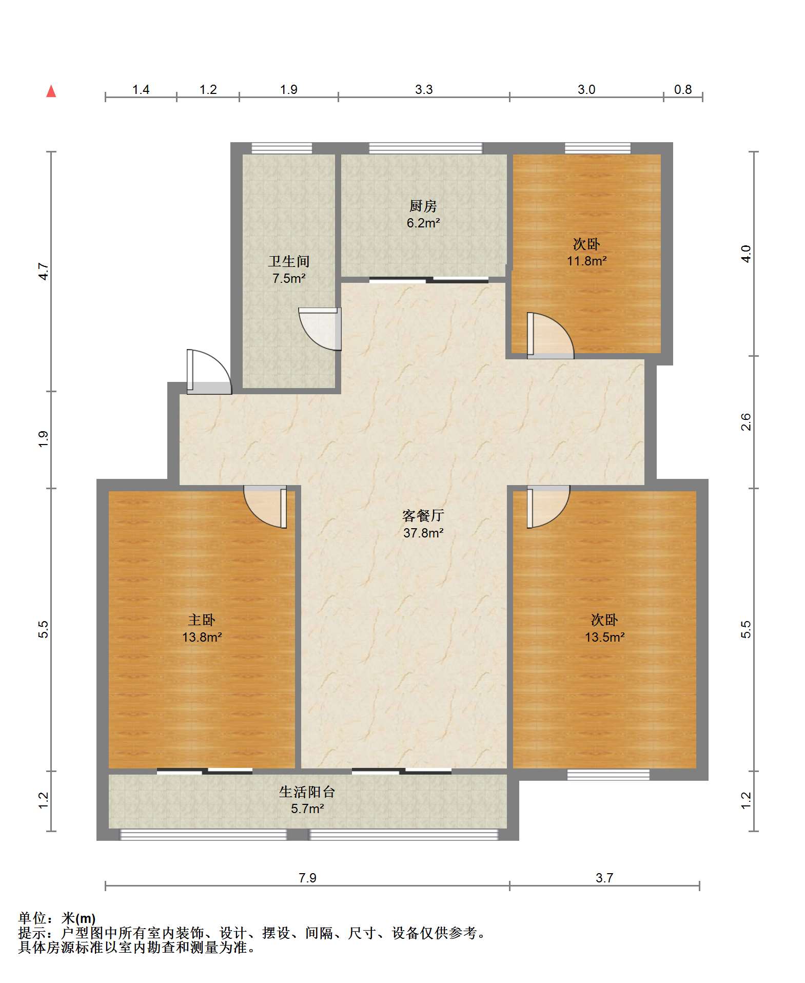 千禧园 3室2厅1卫 123m&sup2;