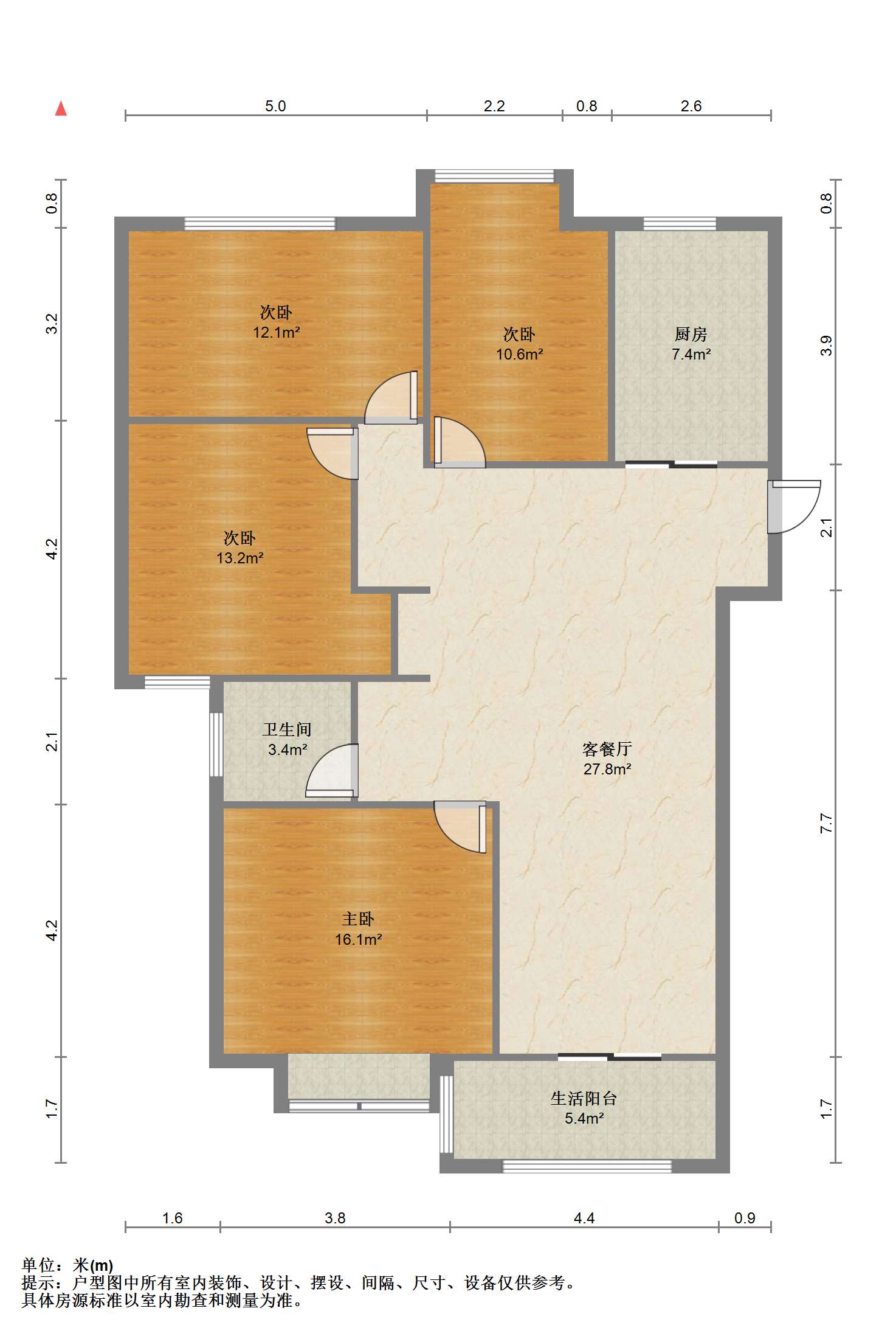 世家花园 3室2厅1卫 128m&sup2;