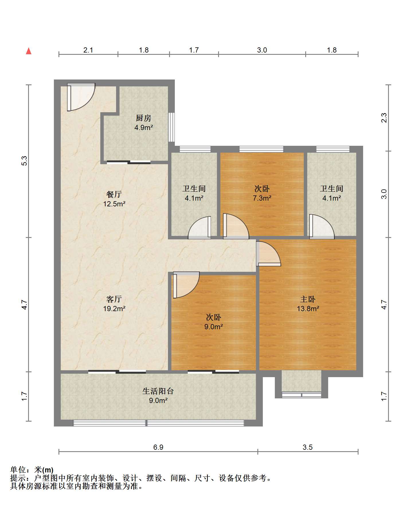华润悦府 3室2厅2卫 108.98m&sup2;