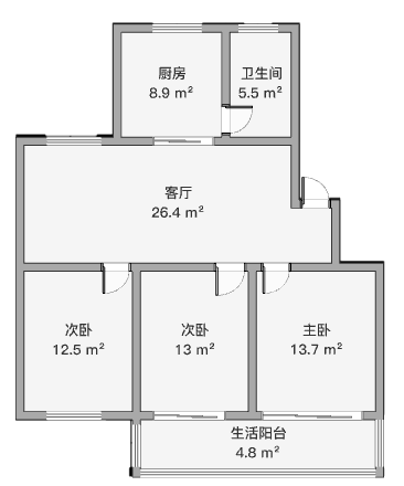 森大蒂花苑北区 3室1厅1卫 105.32m&sup2;
