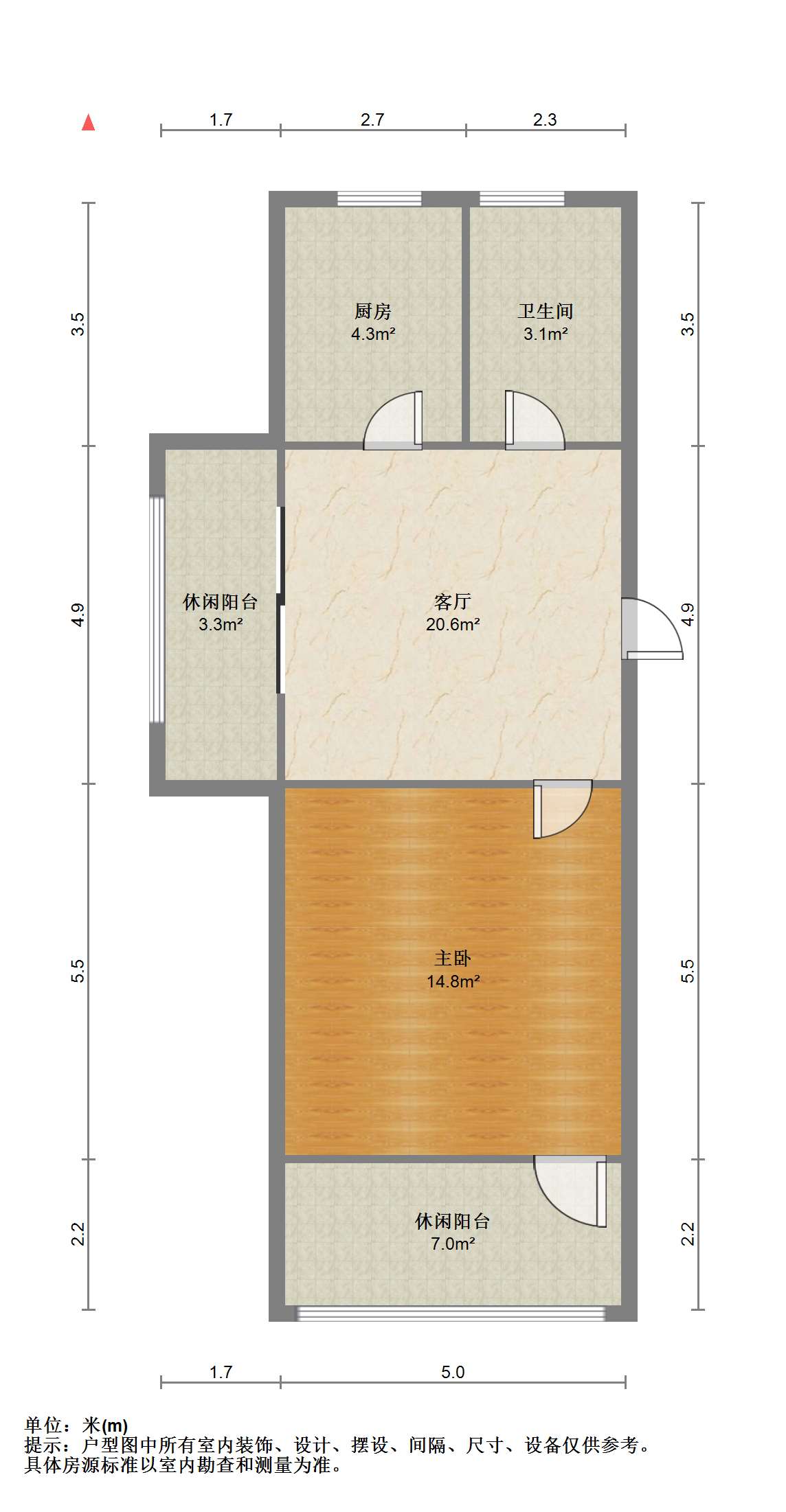 文峰路17号 1室1厅1卫 48m&sup2;
