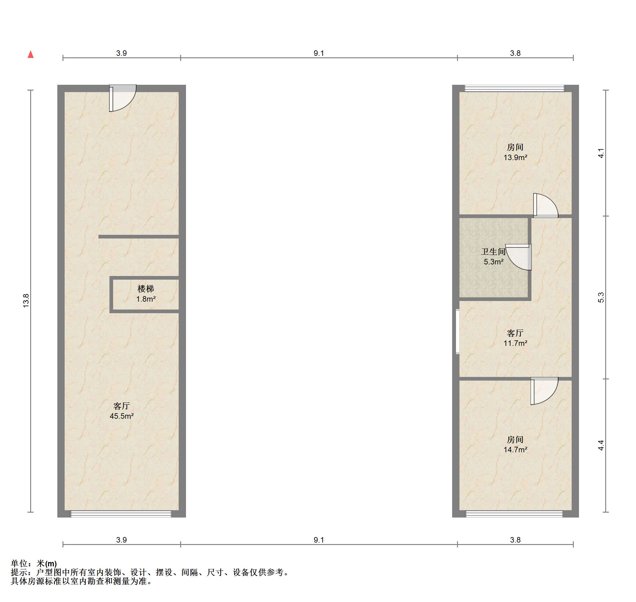 恒隆国际 2室2厅1卫 70.00m&sup2;