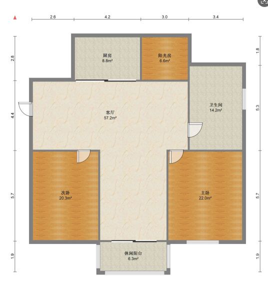 金欣佳园D区 2室2厅1卫 128.00m&sup2;