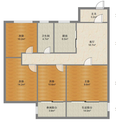华强城四期 4室1厅1卫 106.00m&sup2;