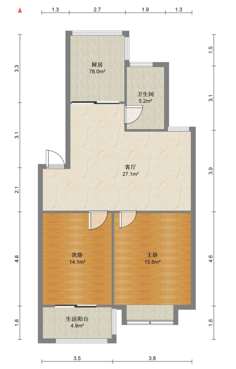 尚德城邦 2室1厅1卫 89m&sup2;