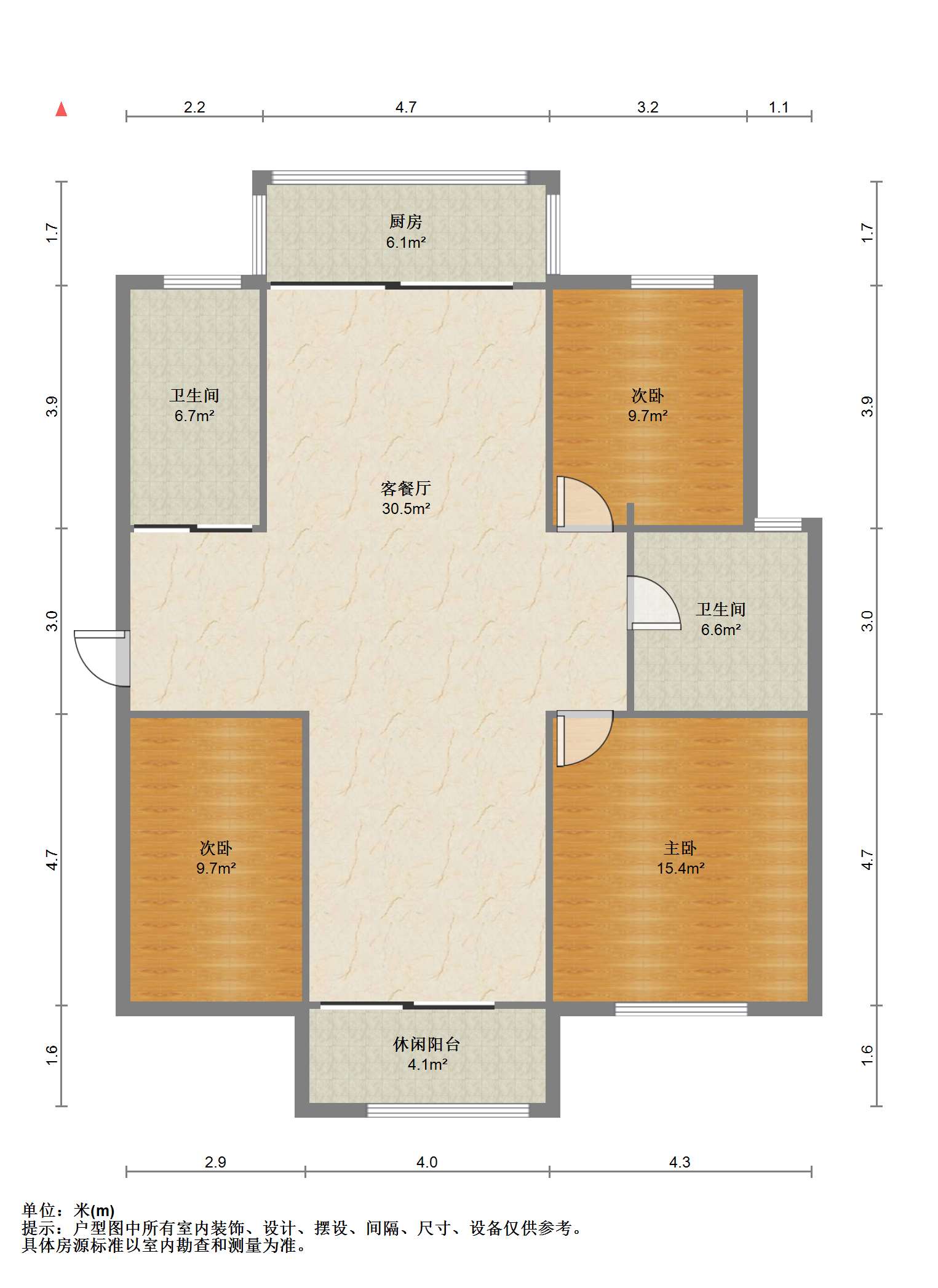新华&middot;城市家园 3室2厅2卫 132m&sup2;