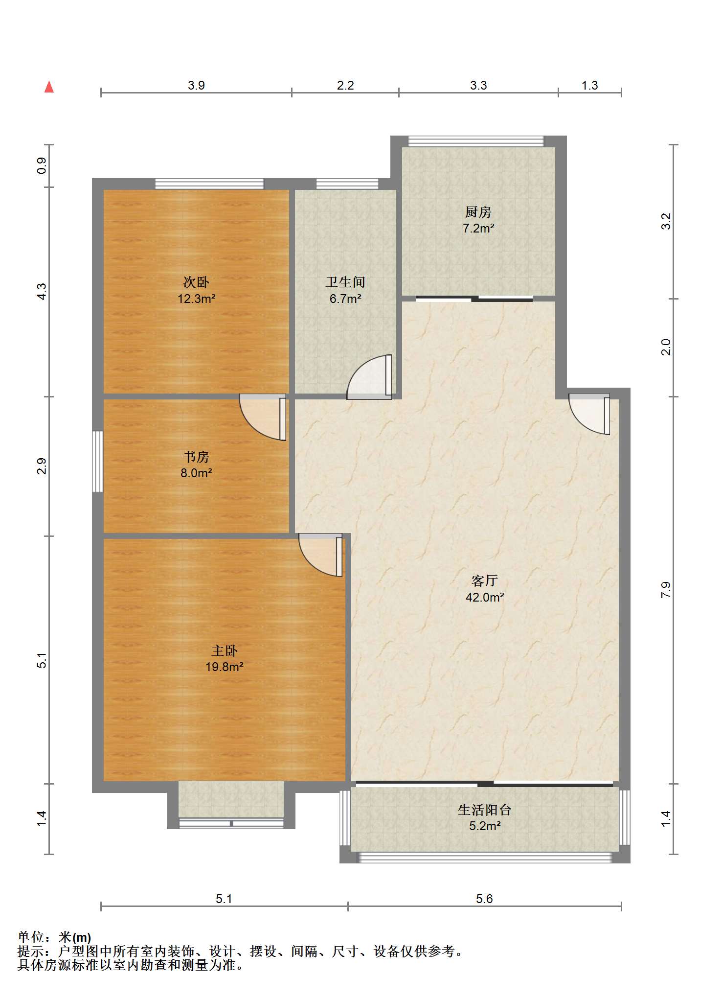 海港新村 3室1厅1卫 101.00m&sup2;