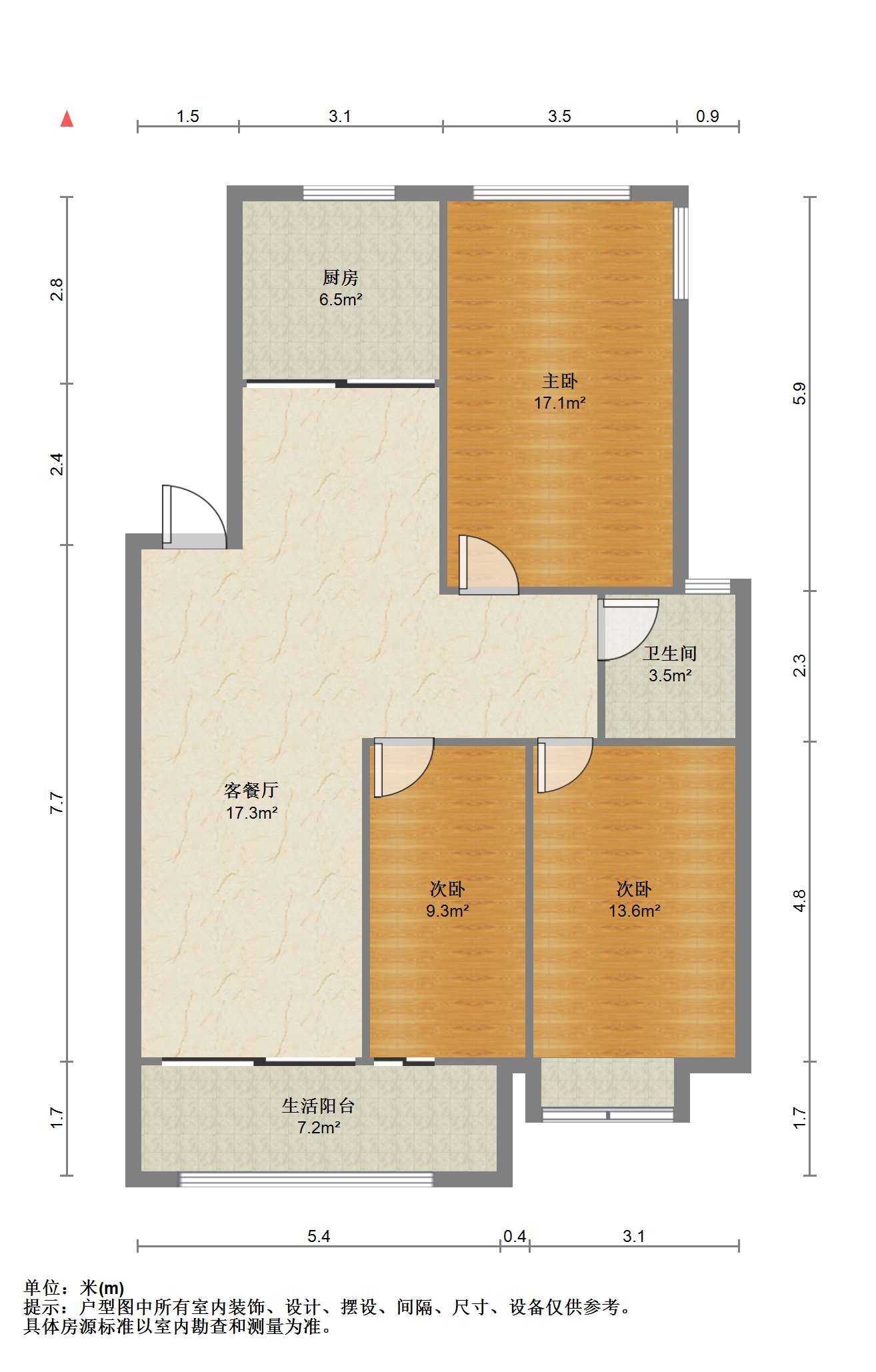 世家花园 3室2厅1卫 102m&sup2;