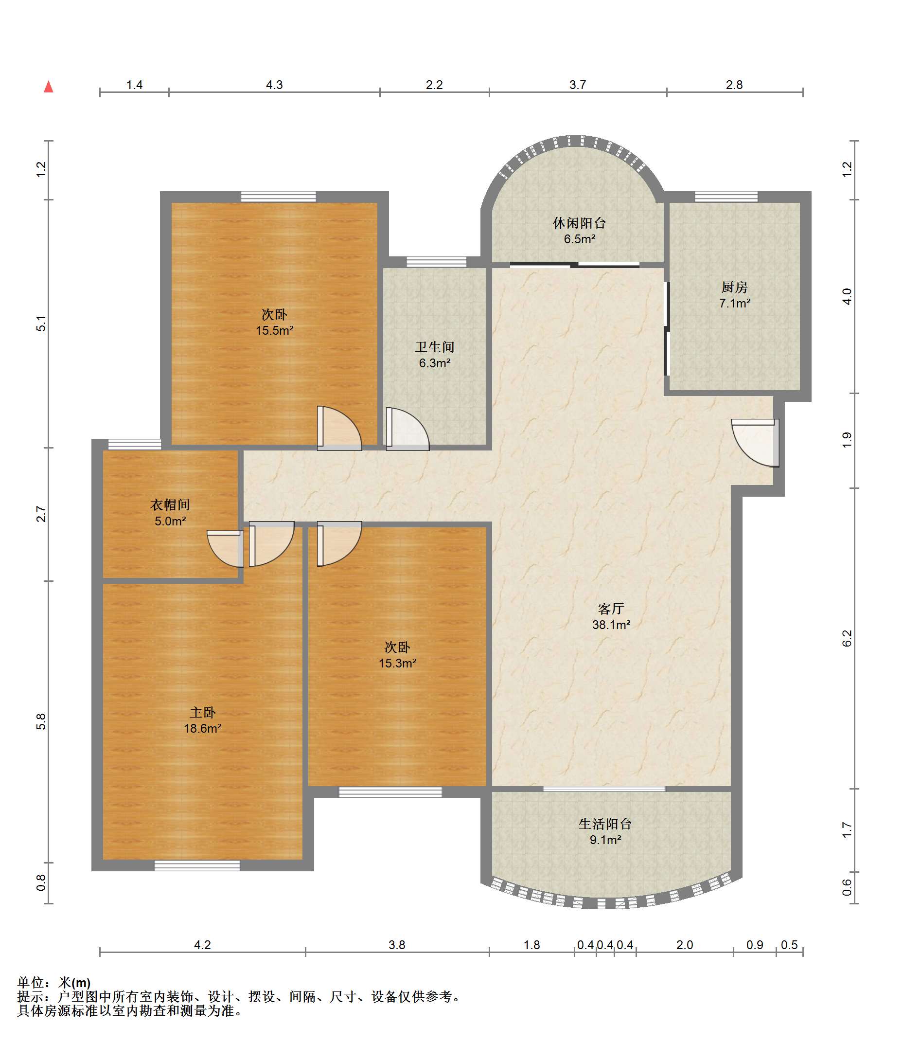 高迪晶城 3室2厅2卫 155m&sup2;