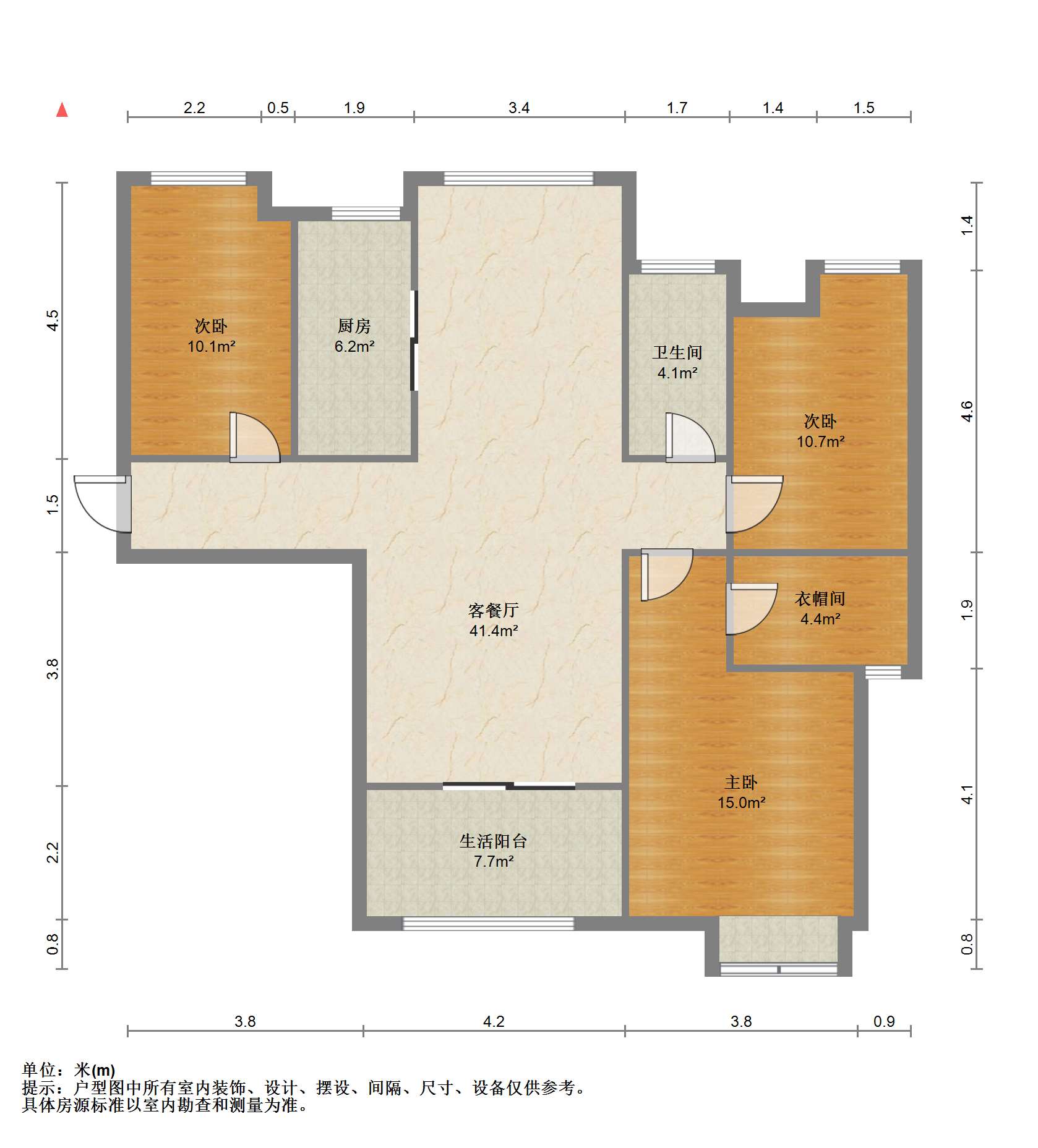 南通雅居乐花园 3室2厅1卫 116.00m&sup2;