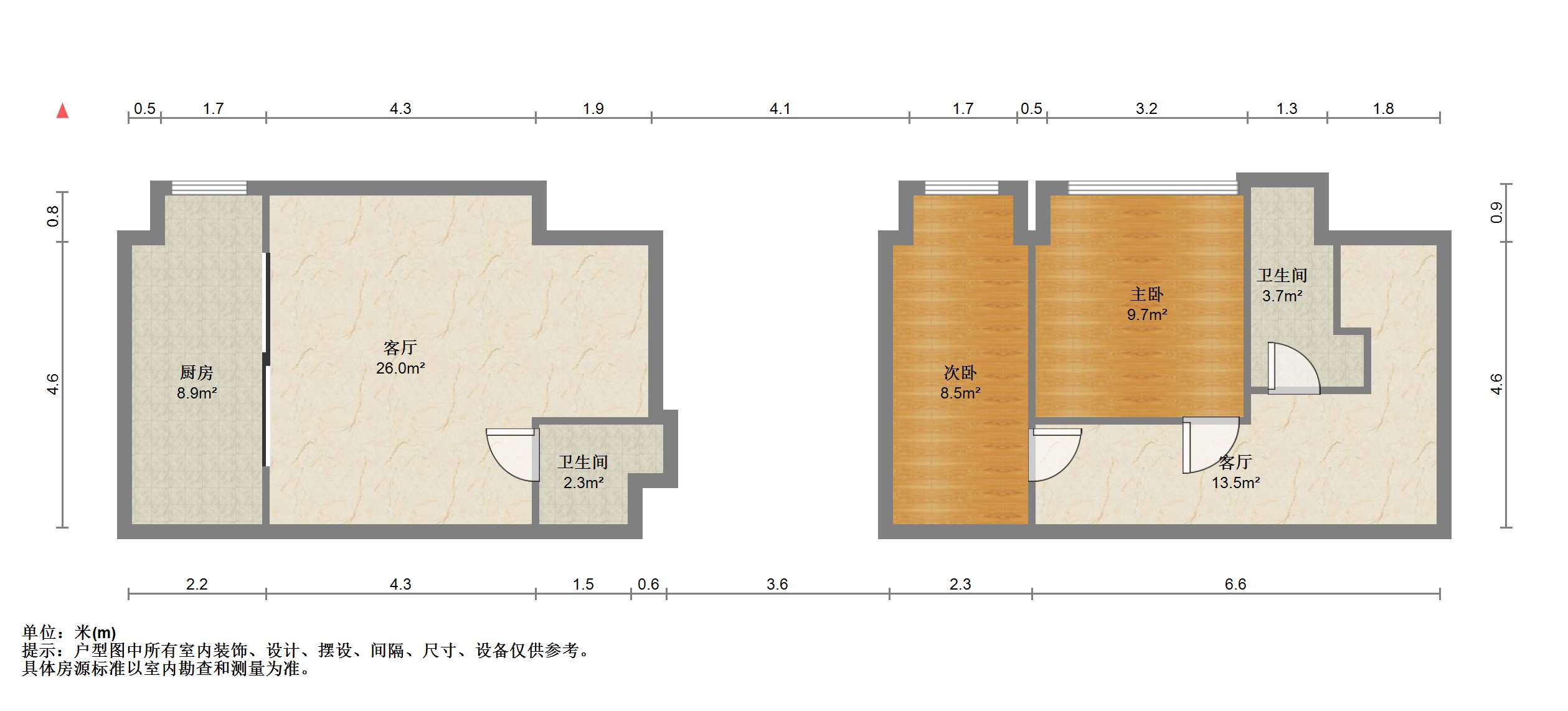假日阳光 2室2厅2卫 88.00m&sup2;