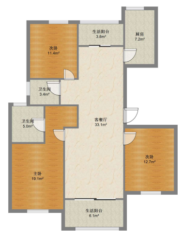 德诚翠湖湾 3室2厅2卫 136.12m&sup2;