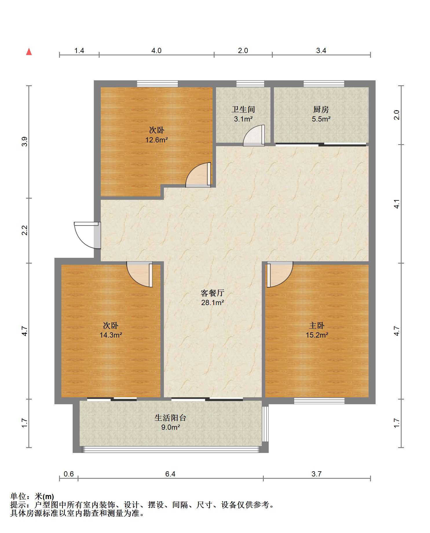 世家花园 3室2厅1卫 120.00m&sup2;