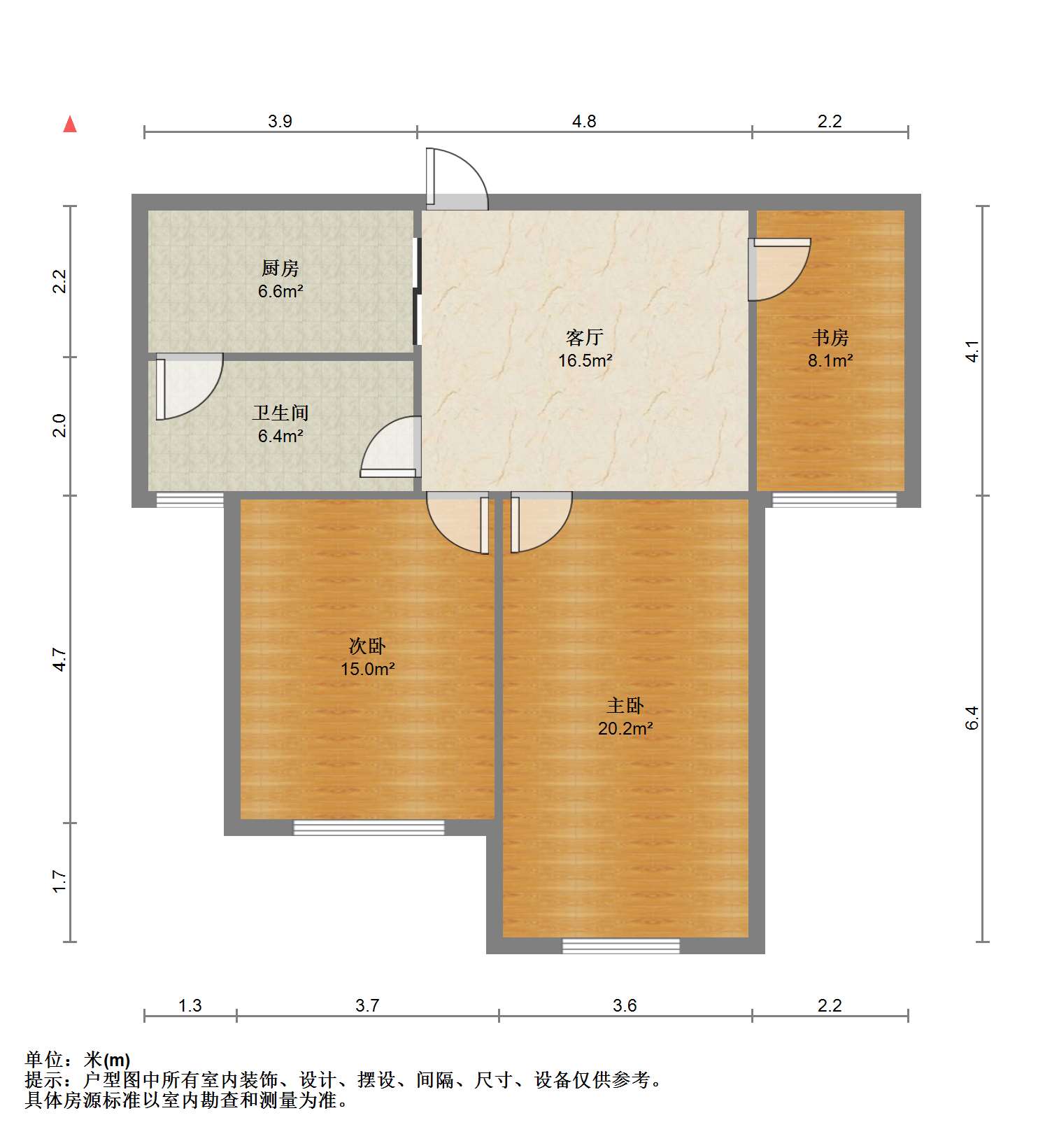 竹韵花园 3室1厅1卫 93m&sup2;