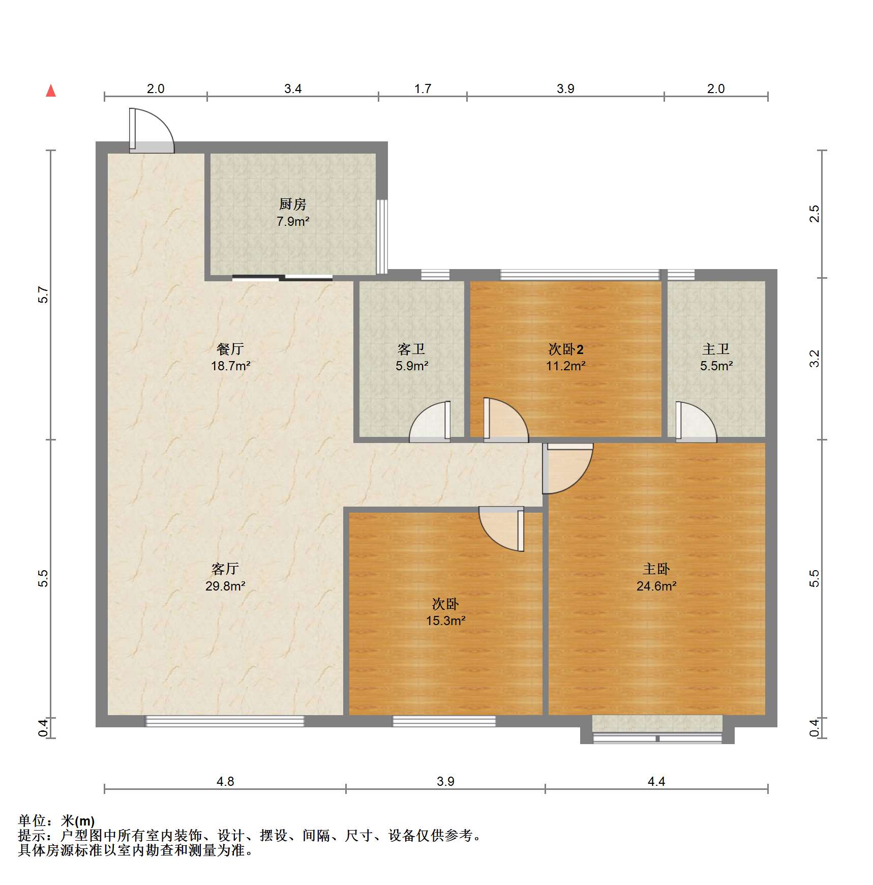 碧桂园时代悦城 3室2厅2卫 115m&sup2;