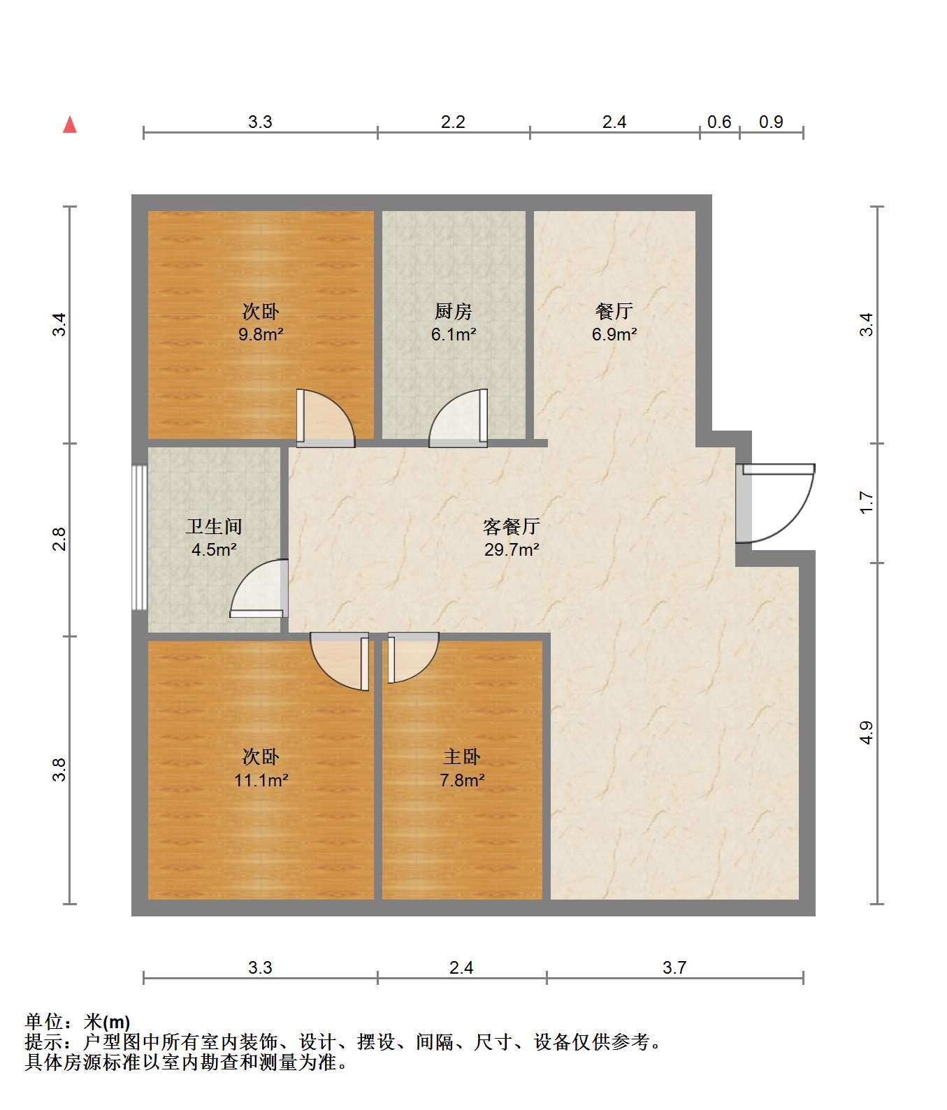 金欣佳园B区 3室2厅1卫 123m&sup2;