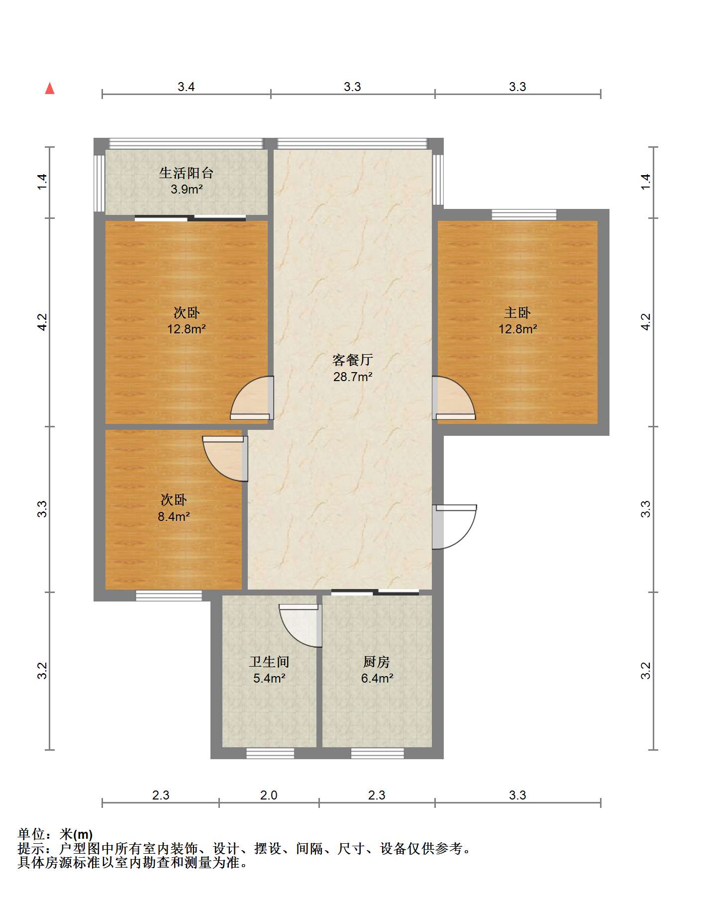 学田棕榈园 3室1厅1卫 94.15m&sup2;