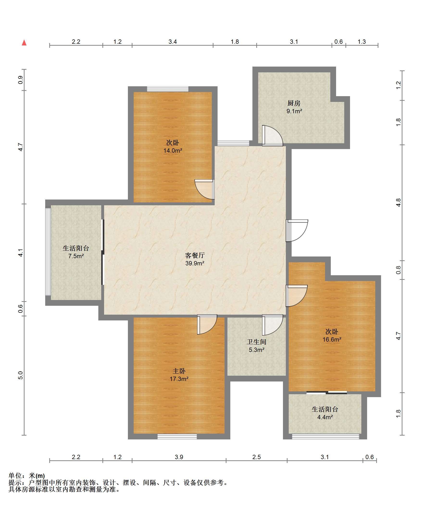 金色城邦 3室2厅1卫 126.42m&sup2;