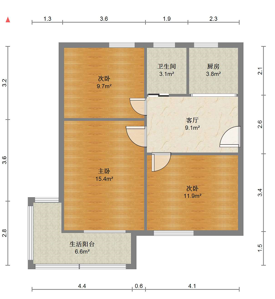 虹桥新村(朝霞路) 3室1厅1卫 72.76m&sup2;
