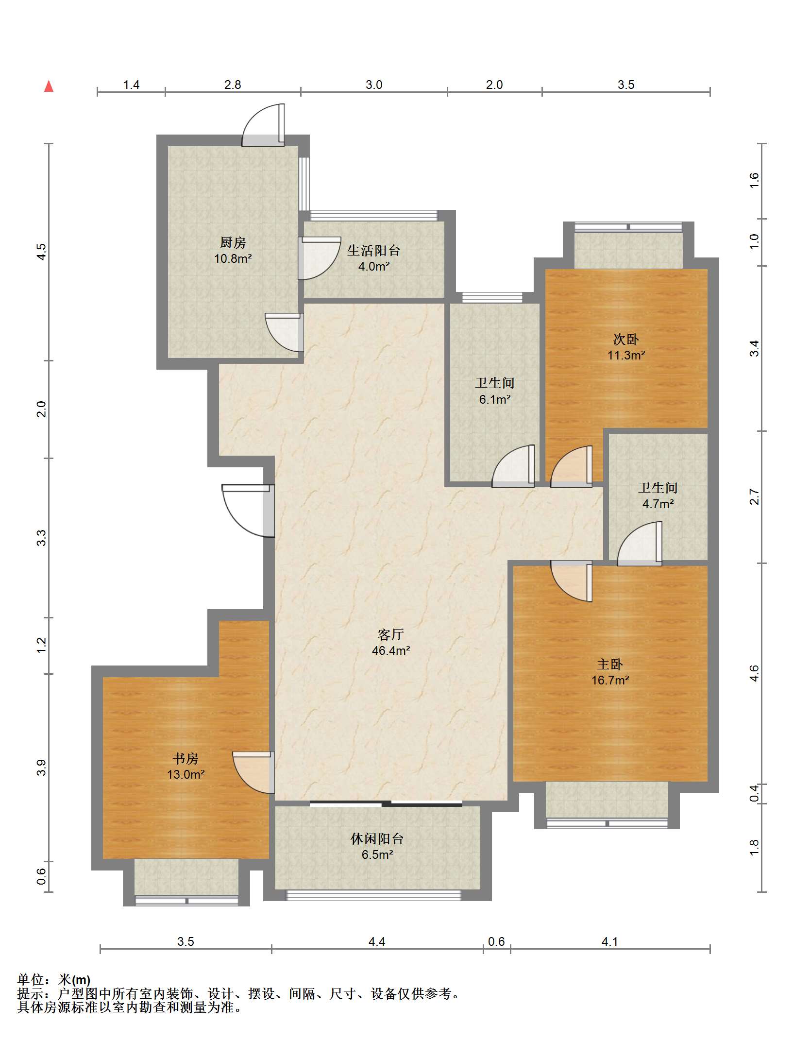 尚海湾 3室2厅2卫 135.00m&sup2;