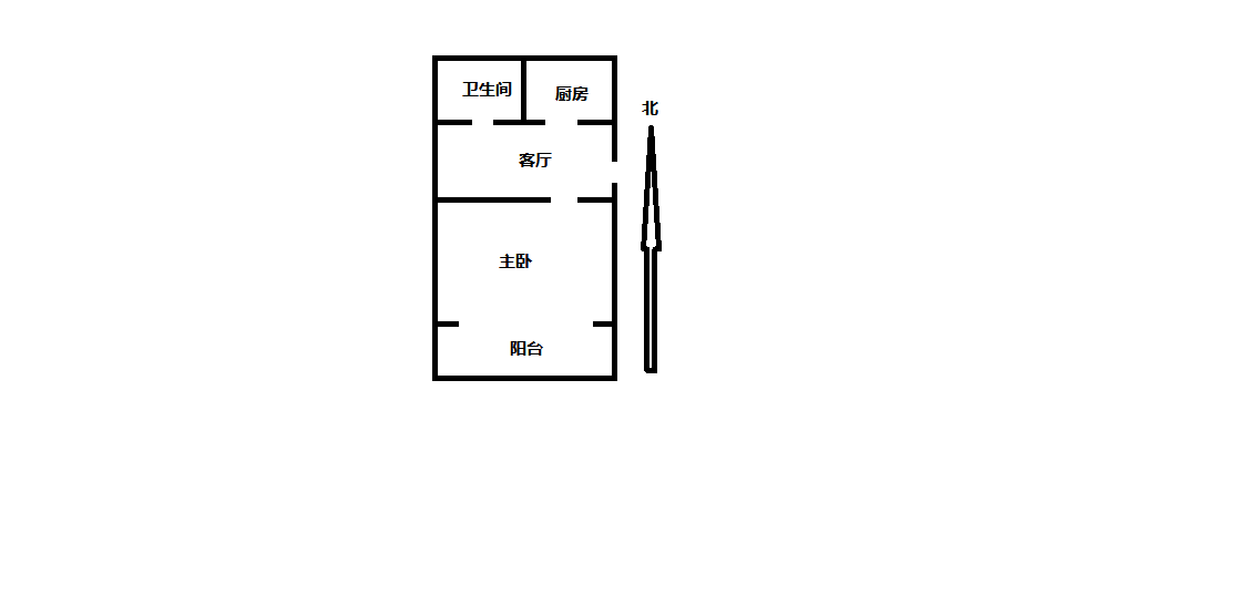 北街新村 1室1厅1卫 55.00m&sup2;