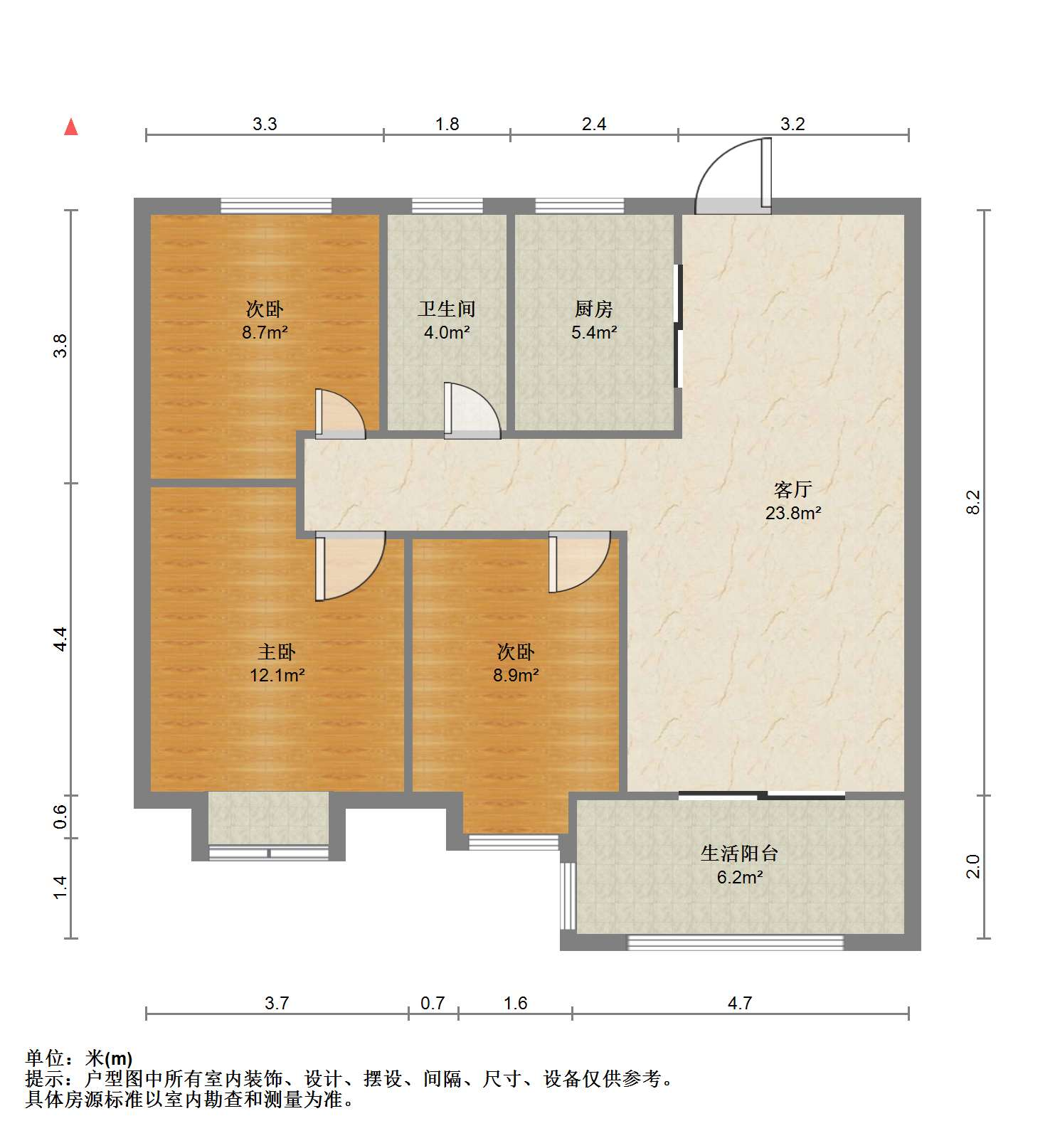 华润悦锦湾 3室2厅1卫 96.03m&sup2;