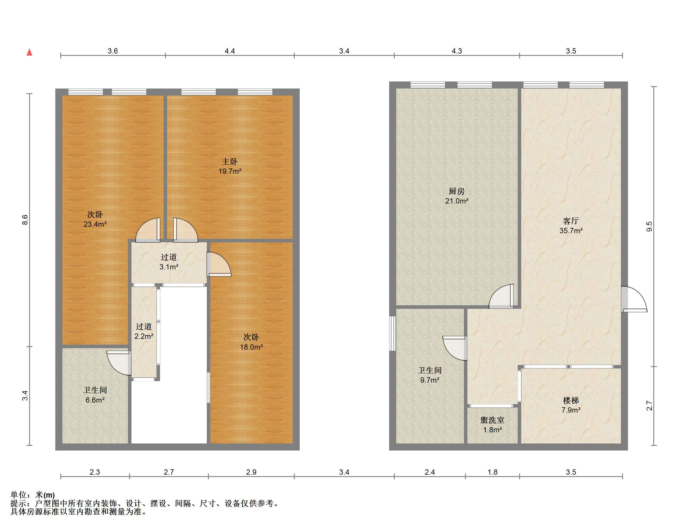 永和佳苑北区 3室1厅2卫 65.00m&sup2;