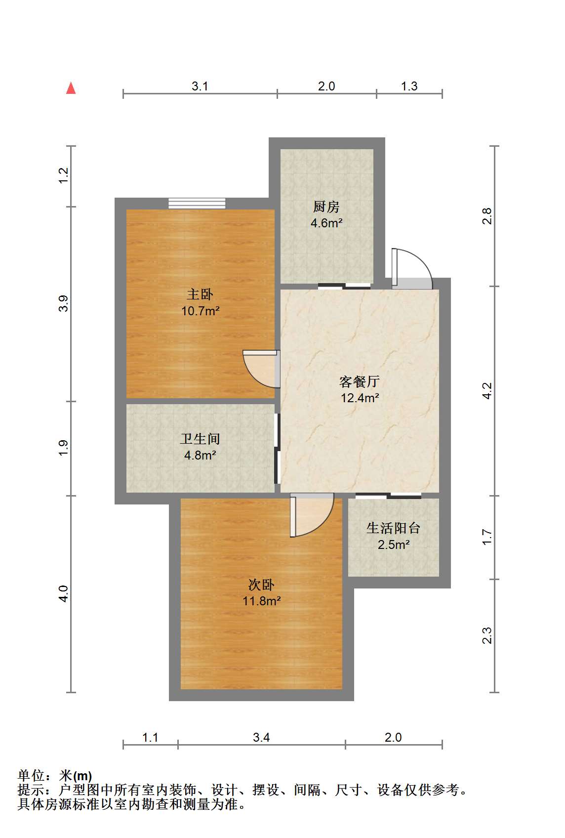 金霞北苑 2室1厅1卫 72m&sup2;